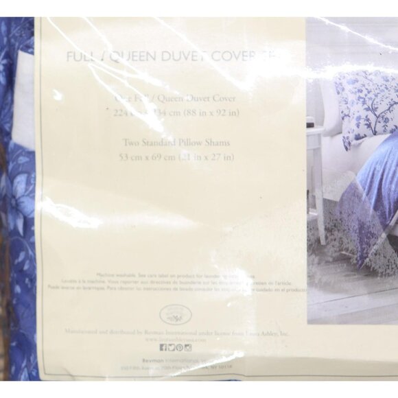 NEW Laura Ashley Cover Set Cotton 3-Piece Shams Charlotte Blue Full / Queen - Picture 12 of 14